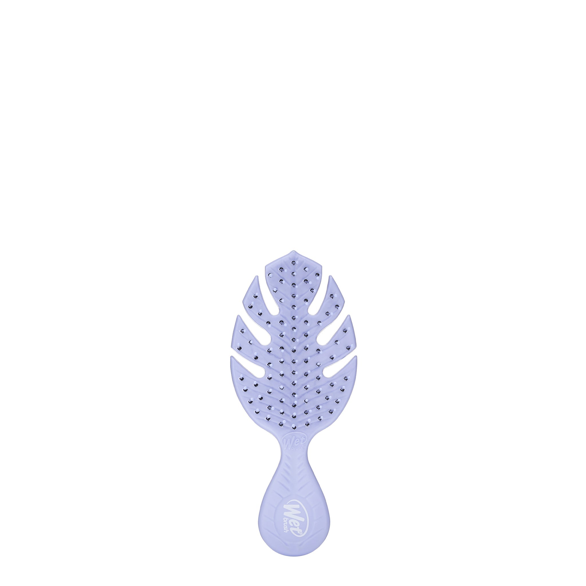 Wet Brush eco-friendly mini hairbrush in lavender with flexible bristles and leaf-shaped design