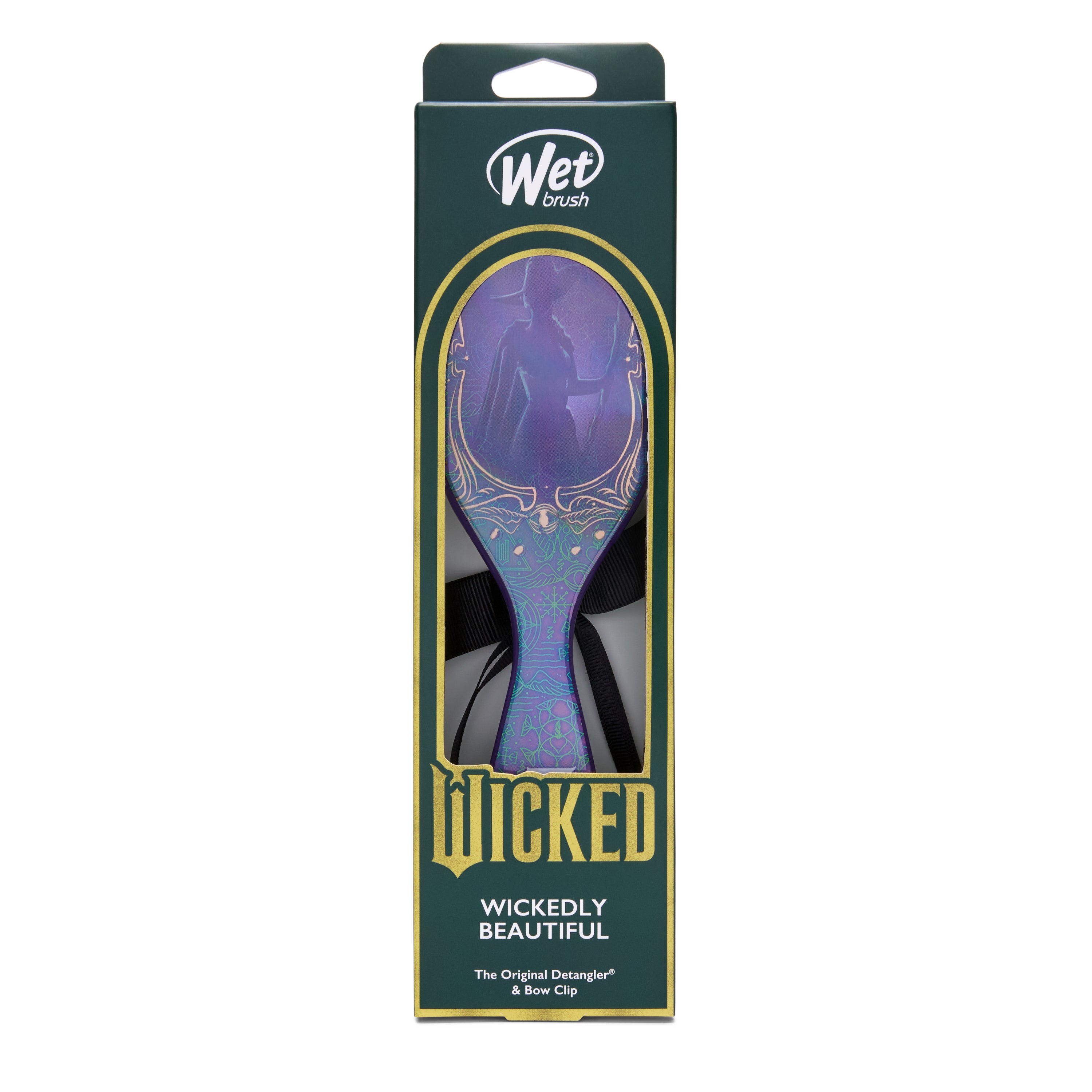 Wet Brush Wicked detangling brush in purple with decorative design in original packaging