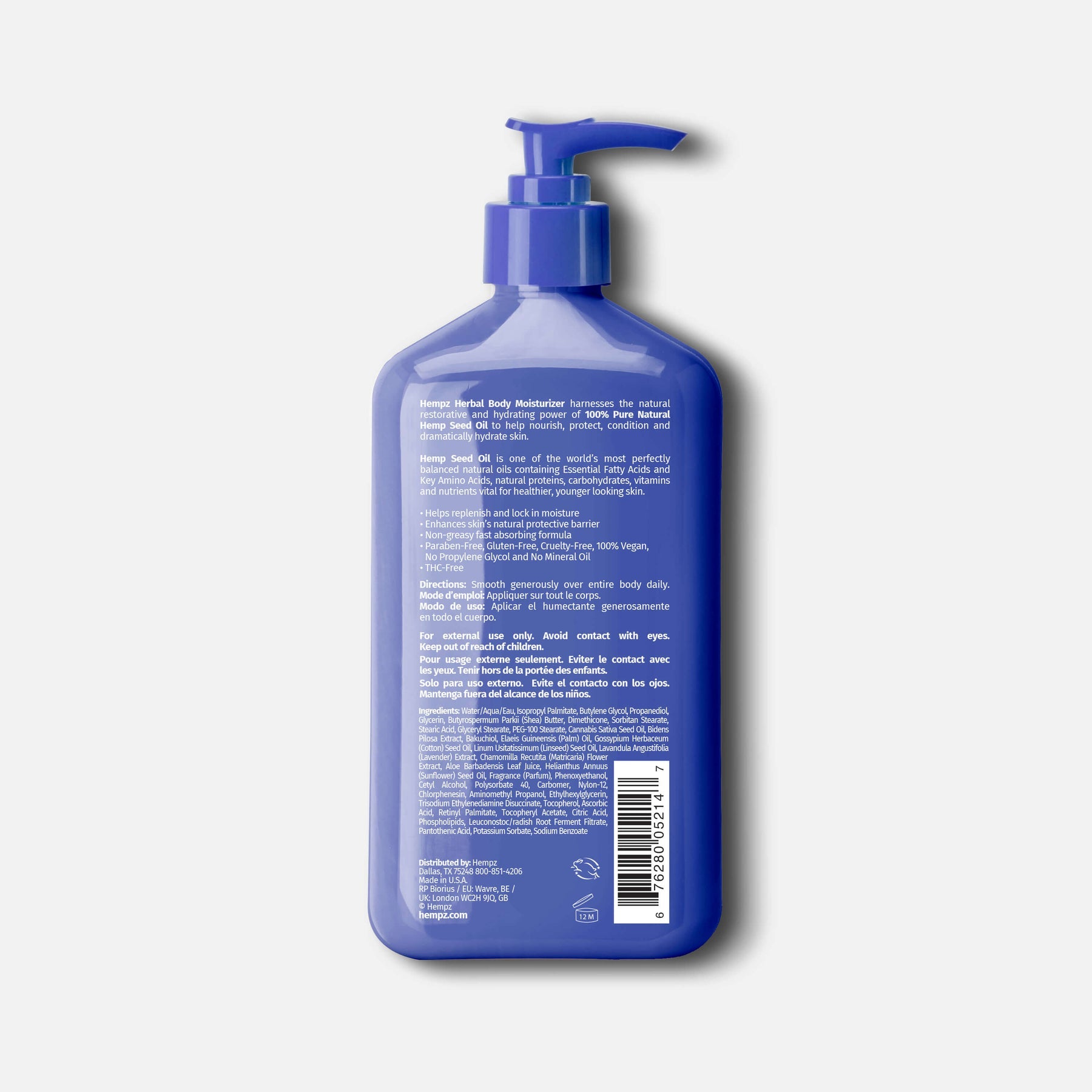 Hempz Body Moisturizer - Herbal Hydration for Nourishing Skin - 17oz