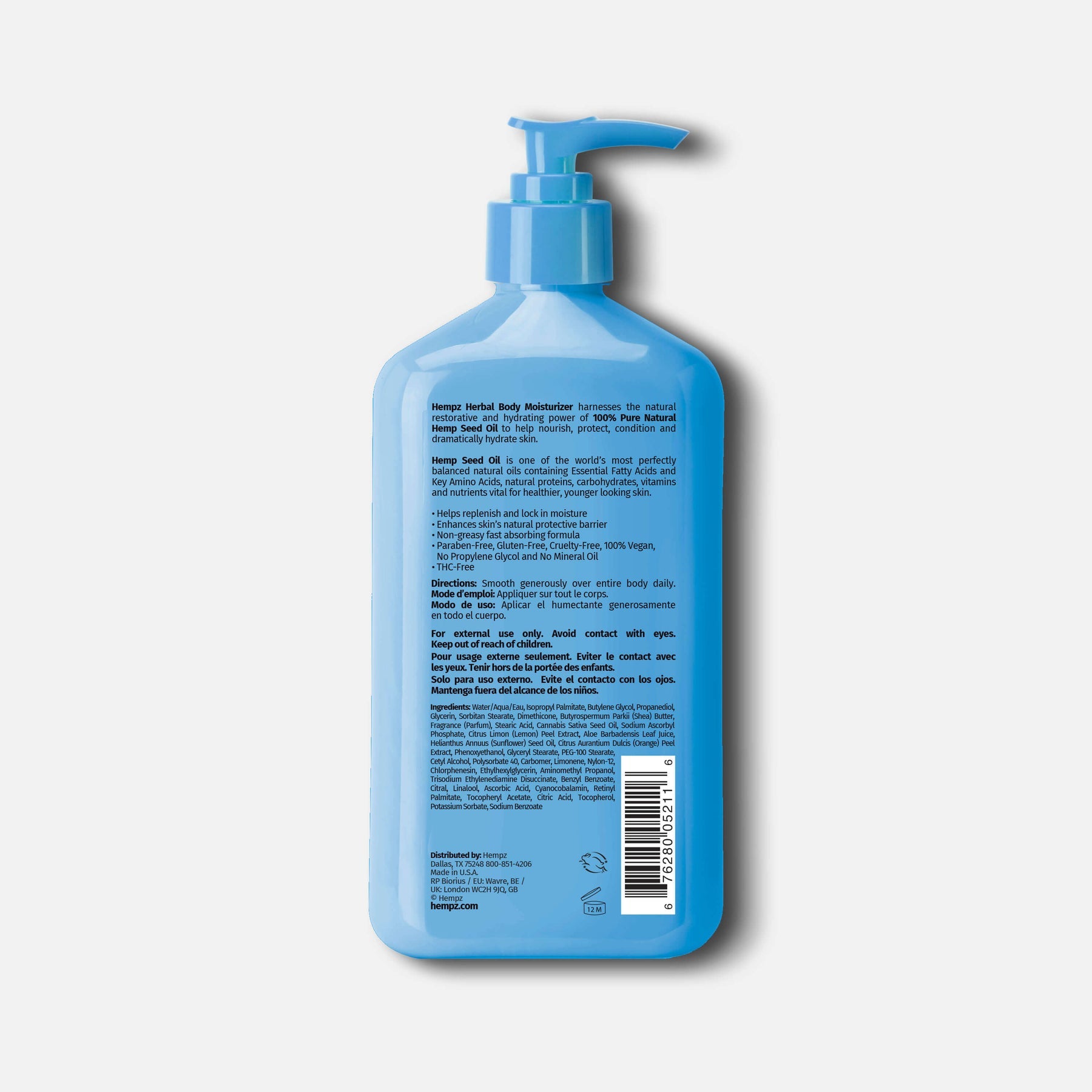 Hempz Body Moisturizer - Herbal Hydration for Nourishing Skin - 17oz