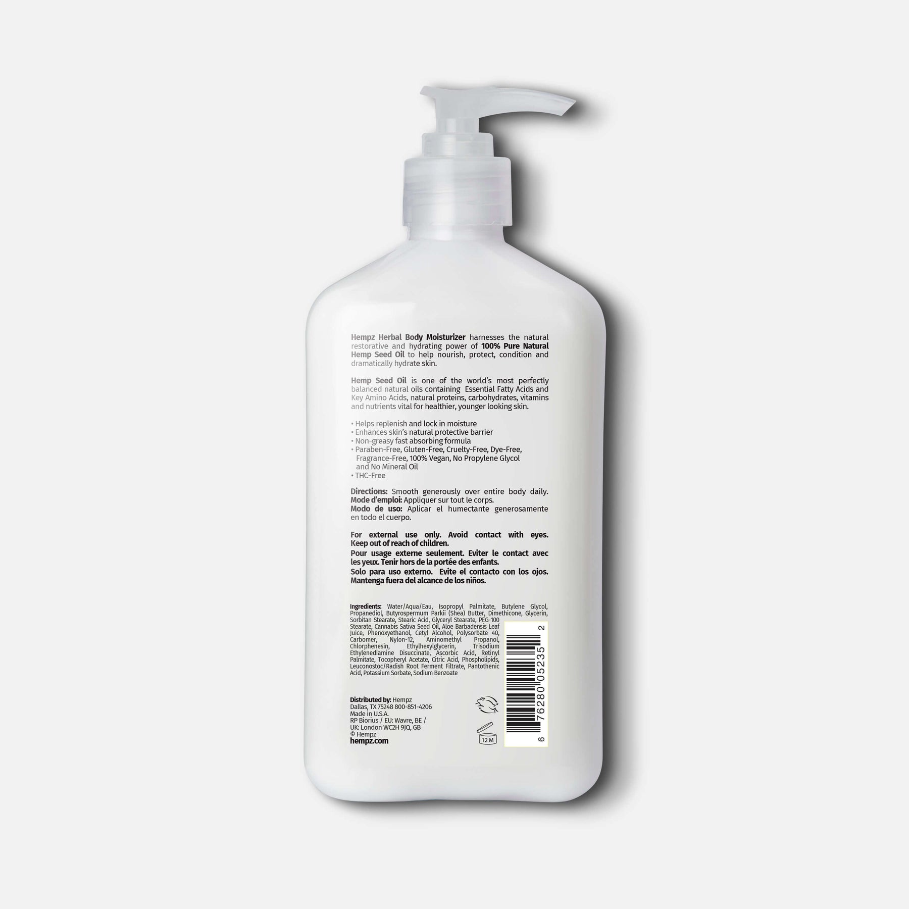 Hempz Body Moisturizer - Herbal Hydration for Nourishing Skin - 17oz