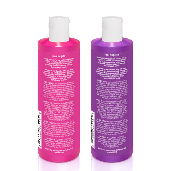 Rock The Locks Hair Color & Conditioner - 2 Pack Bundle - Hot Pink & Purple