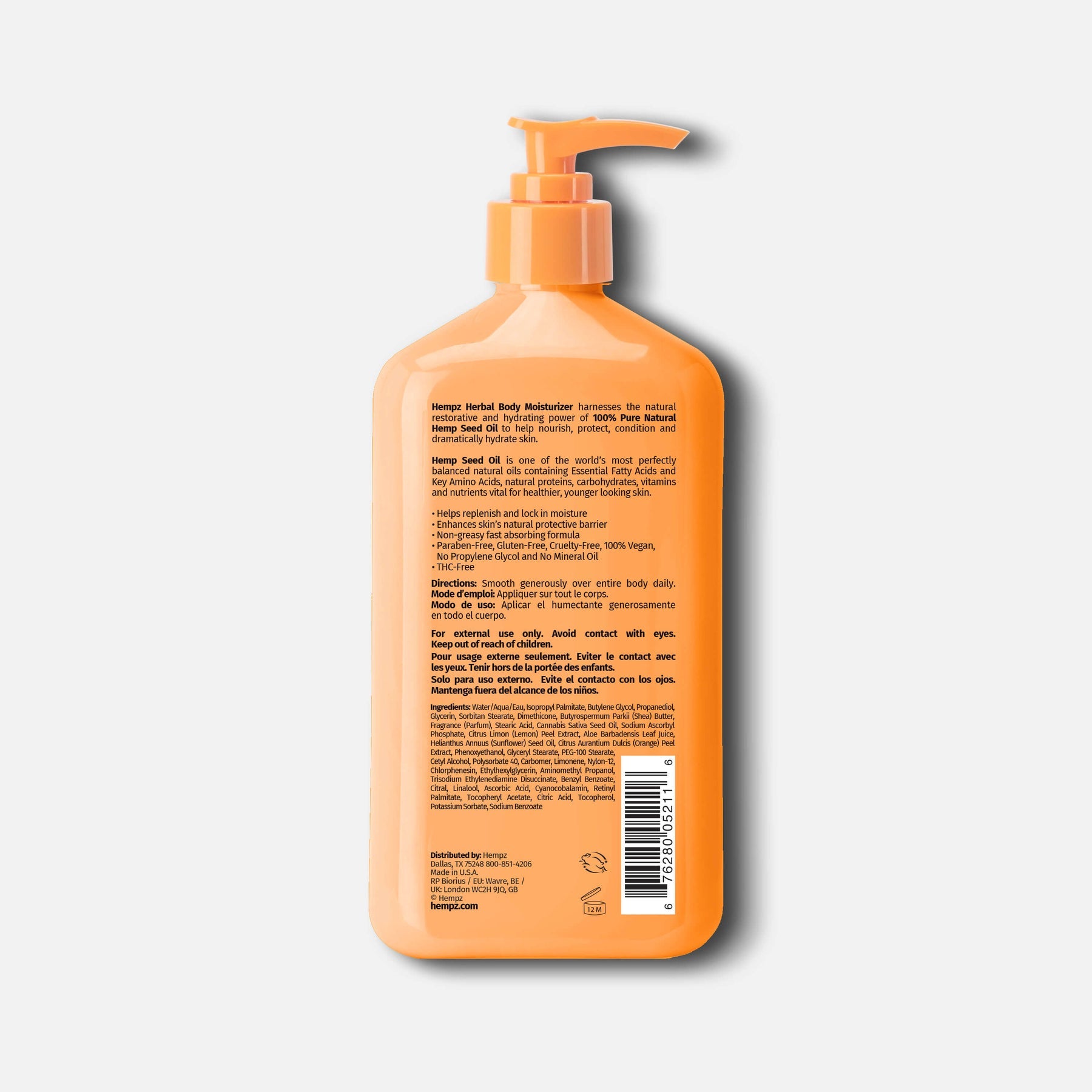 Hempz Body Moisturizer - Herbal Hydration for Nourishing Skin - 17oz