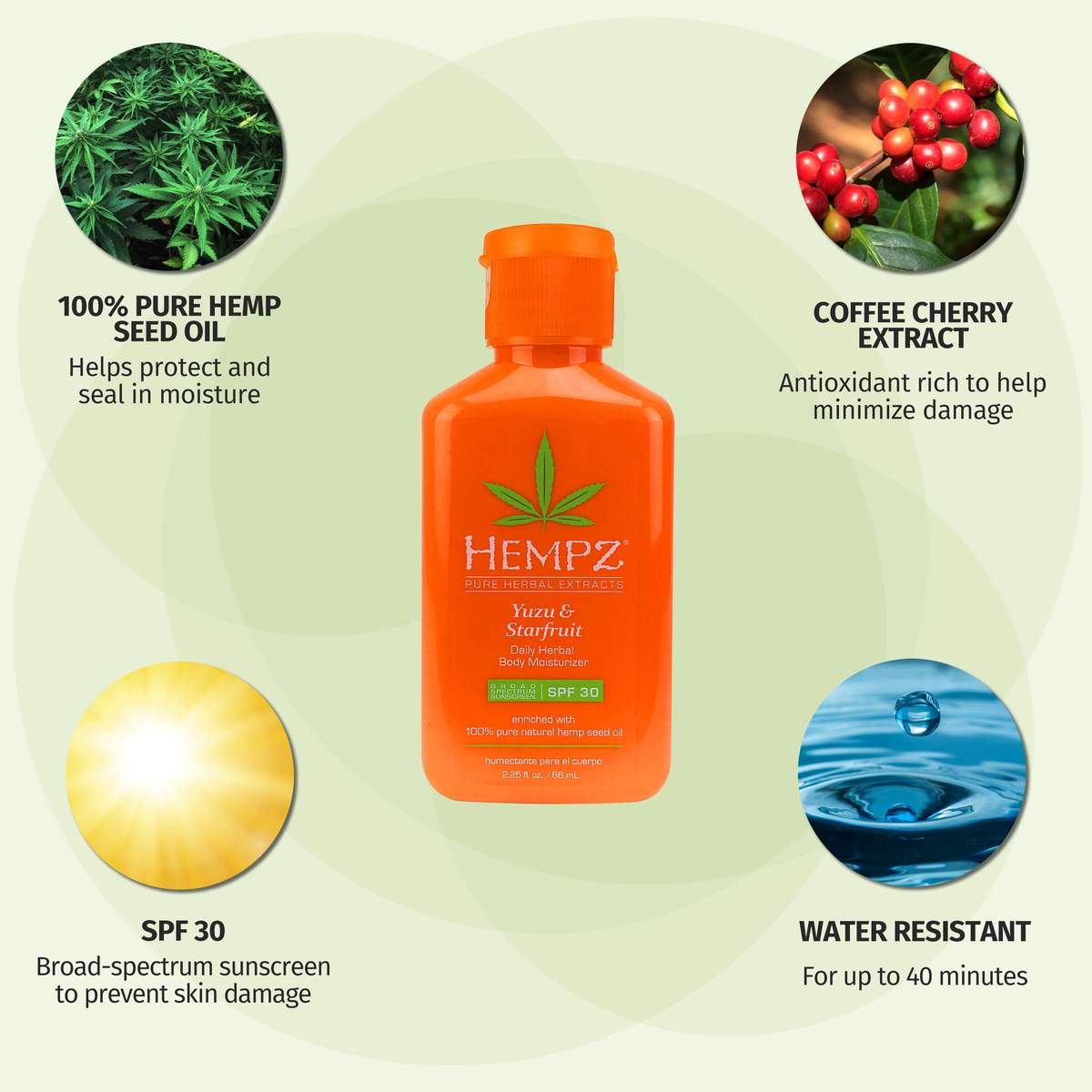 Hempz Herbal Body Moisturizer with SPF 30 Yuzu & Starfruit