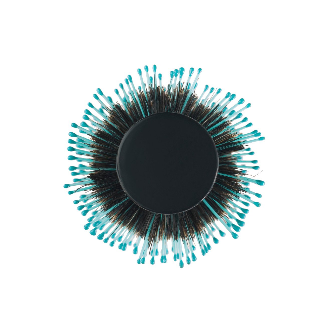Top view of Wet Brush Pro blowout brush round bristle head with turquoise tips for styling and volume