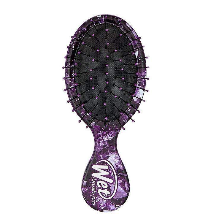 Wet Brush Mini Detangler with purple marbled handle and flexible bristles for gentle hair detangling