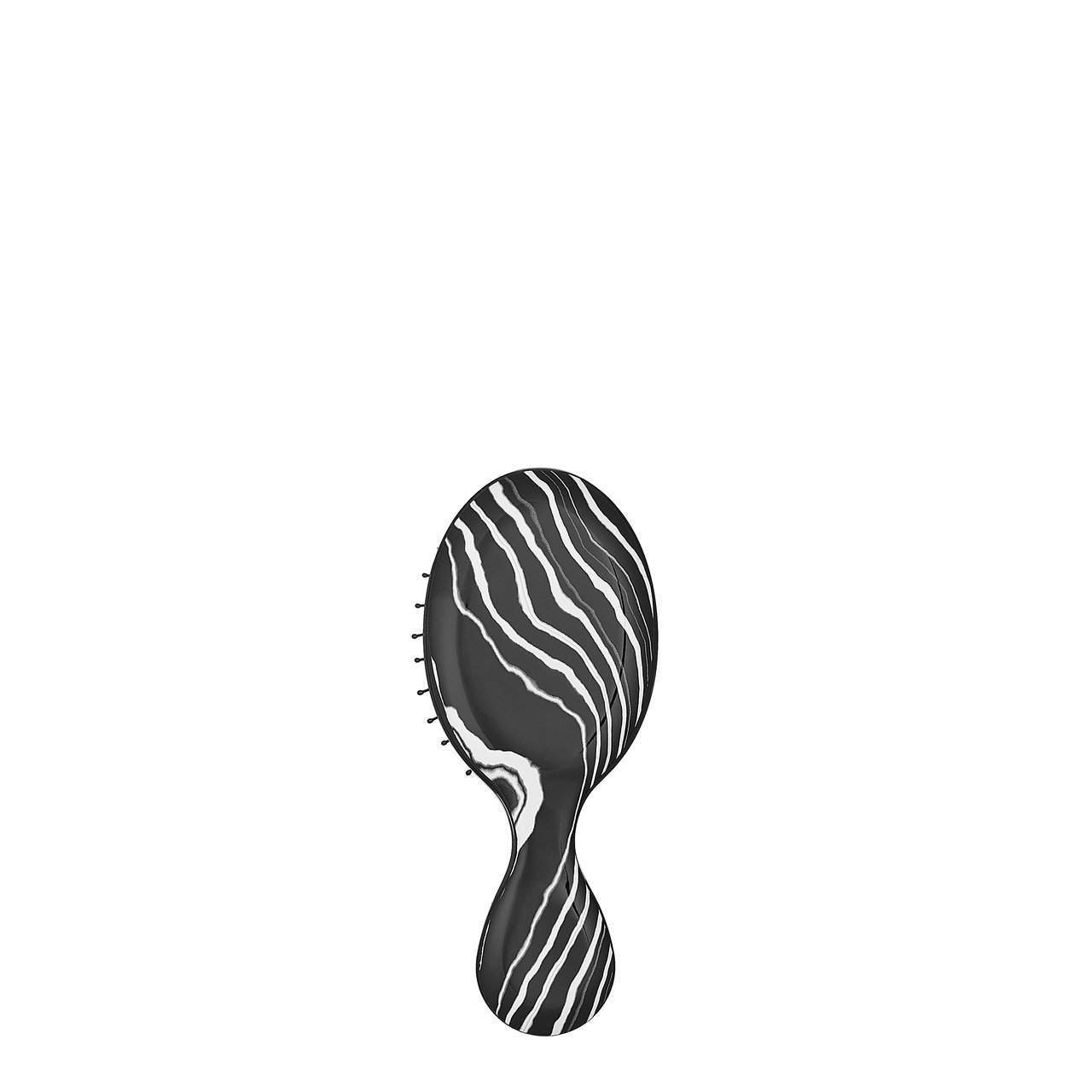 Wet Brush Mini Detangler in black and white zebra pattern with ergonomic handle for easy grip