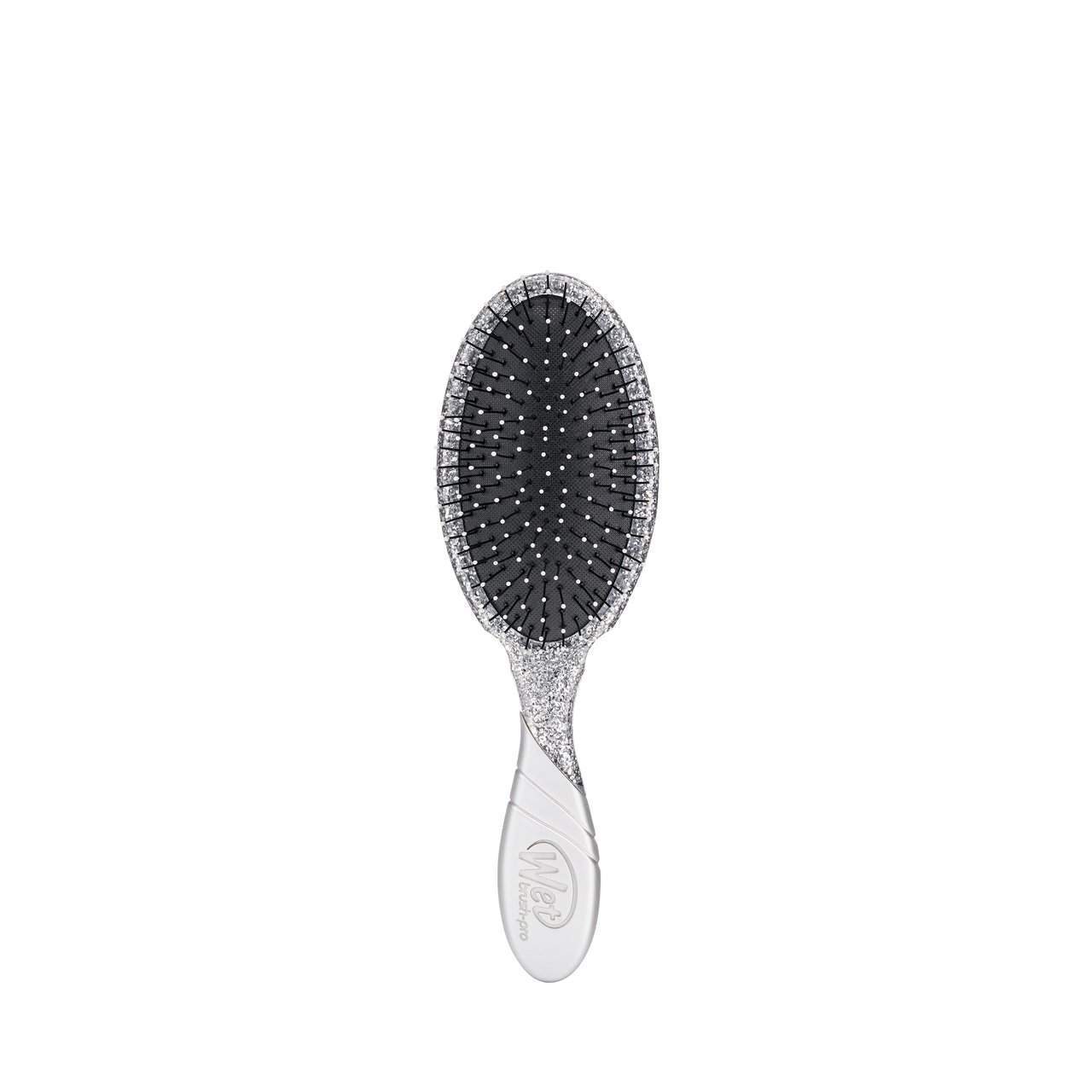 Wet Brush Crushed Jewels silver hairbrush with black bristles and sparkling handle design
