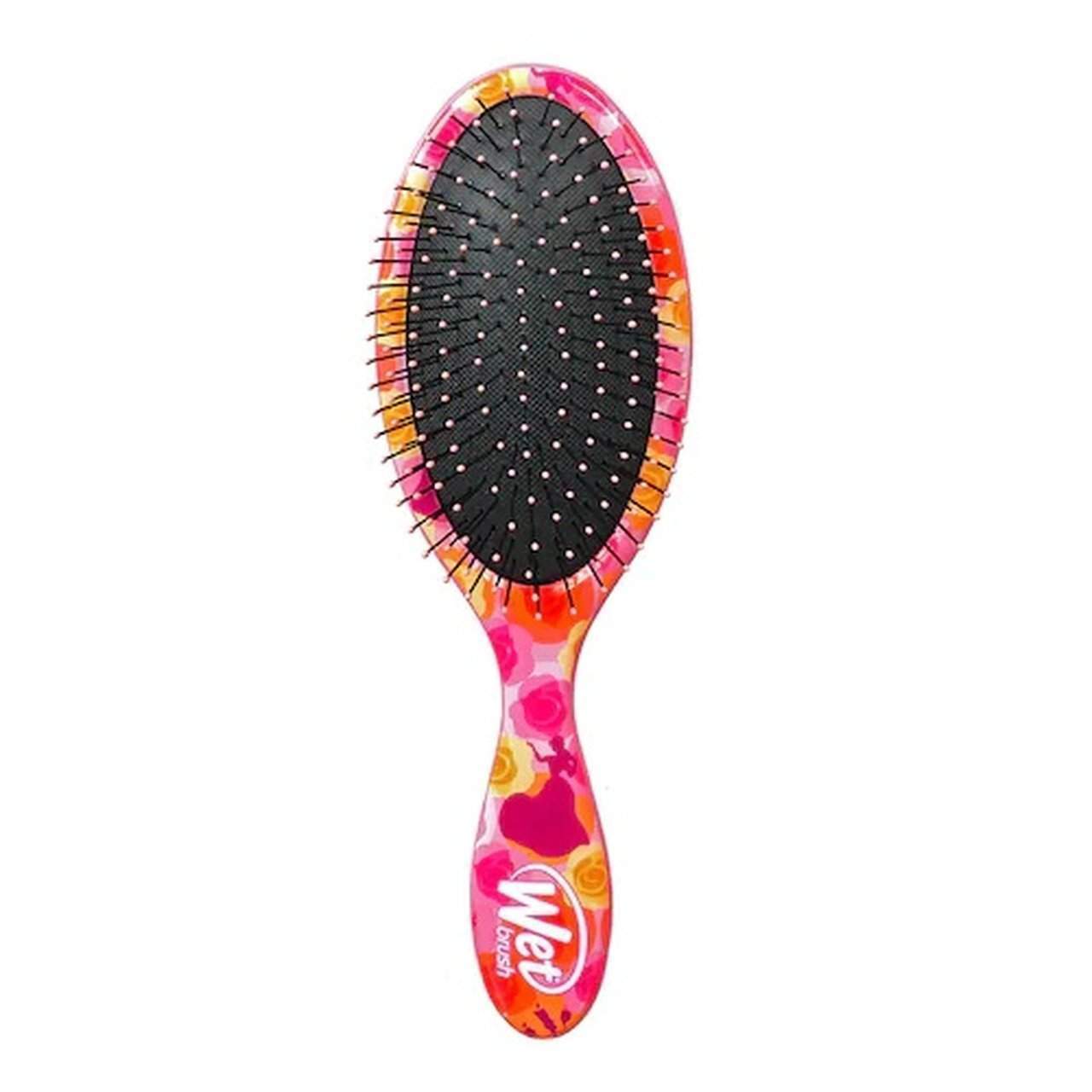 Wet Brush Floral Detangler Brush in Pink and Orange for Effortless Hair Detangling