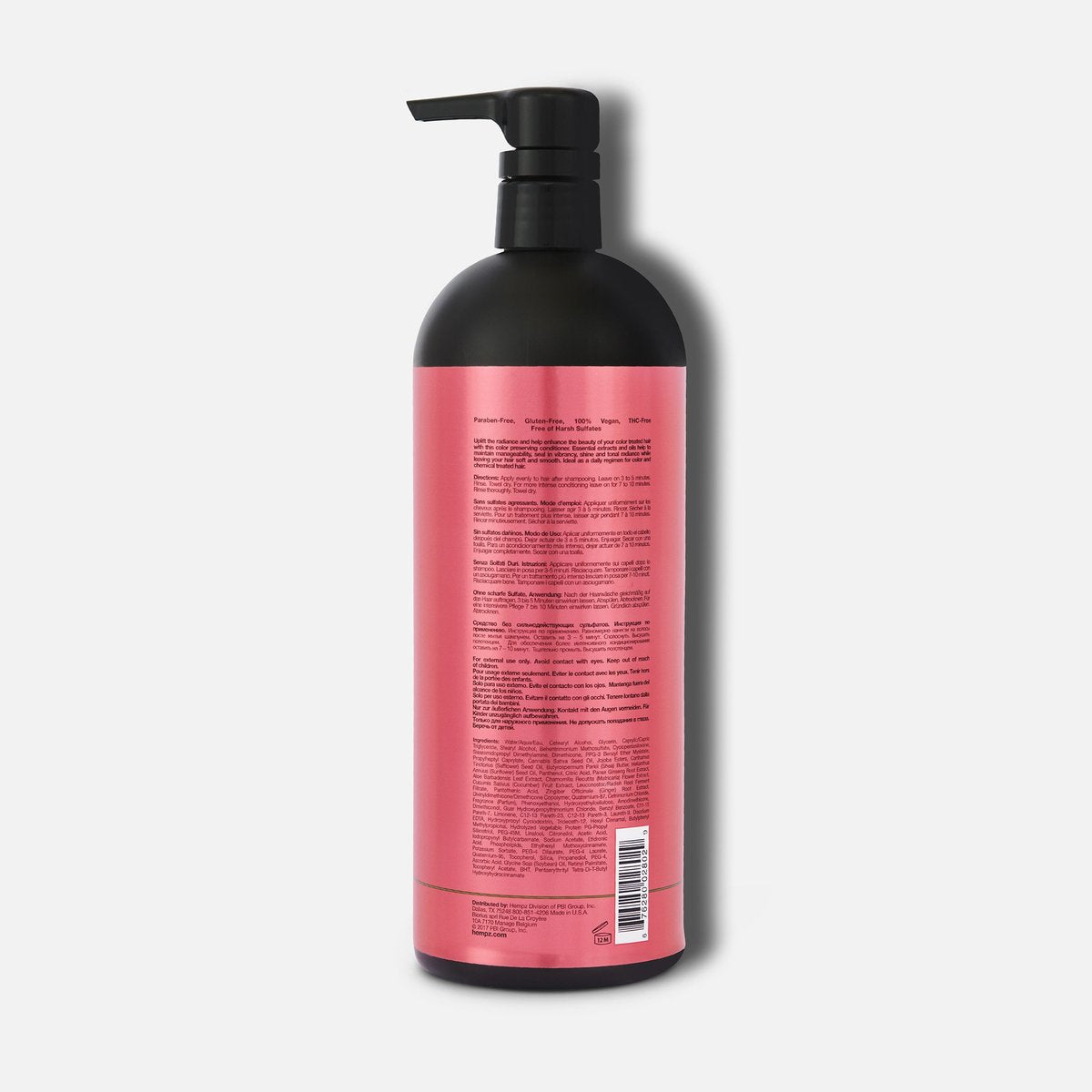Hempz Hydrating Body Wash 32 oz bottle with pump and pink label, enriched with natural ingredients