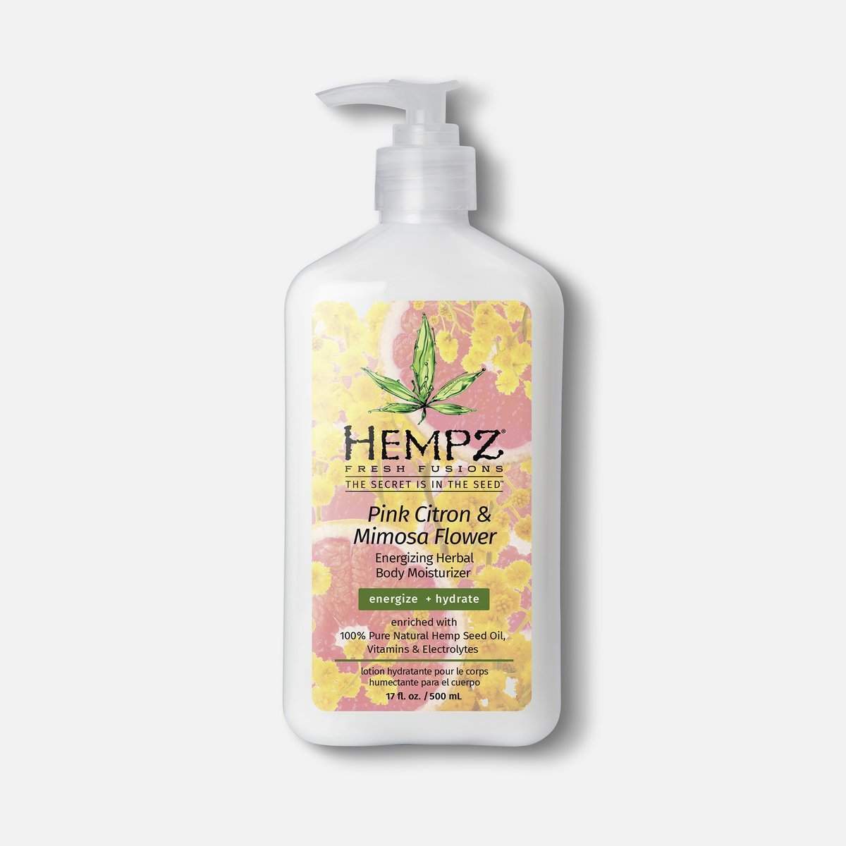 Hempz body moisturizer with Pink Citron and Mimosa Flower for energizing hydration and nourishment