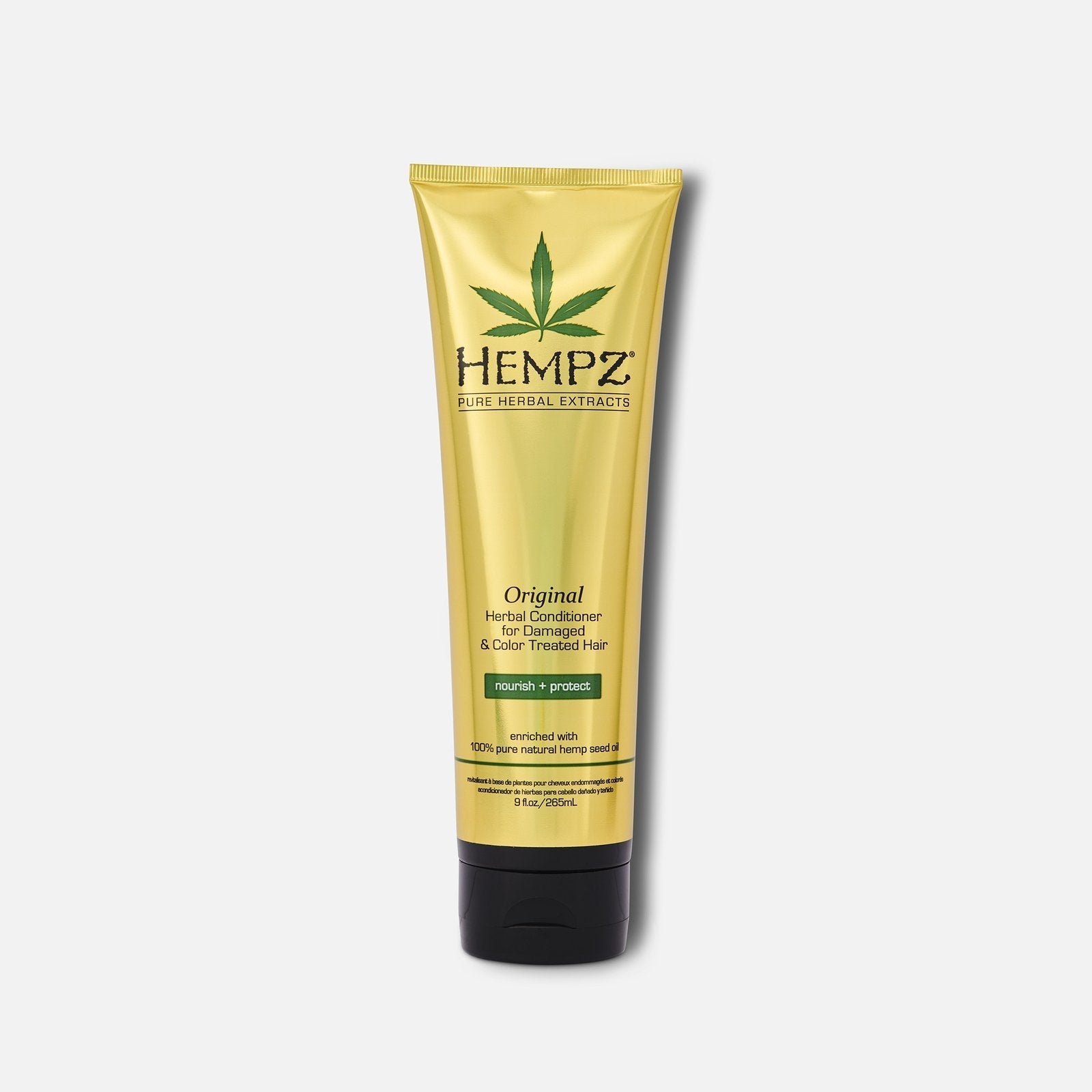 Hempz Herbal Hair Conditioner in a gold tube designed for nourishing and protecting color-treated hair
