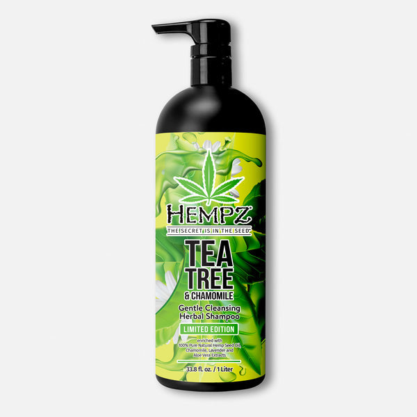 Hempz moisturizing shampoo with tea tree and chamomile for gentle cleansing and hydration