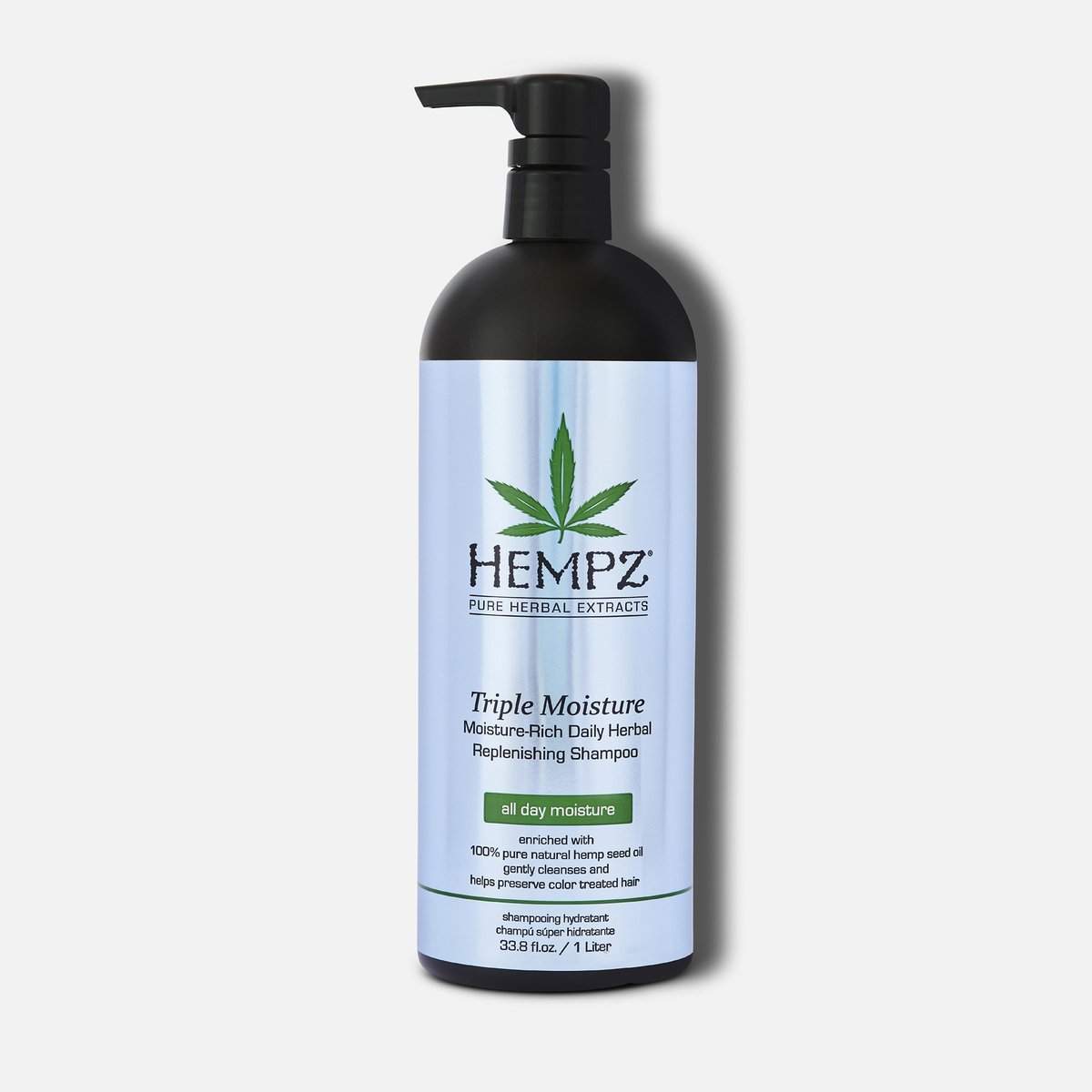 Hempz moisturizing shampoo in a large bottle for all day moisture and hydration