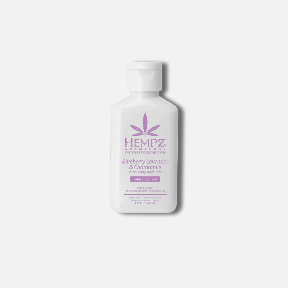 Hempz travel size moisturizer in Blueberry Lavender and Chamomile for hydration on the go