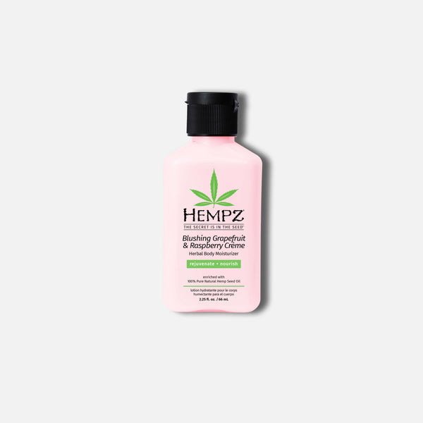 Hempz travel size moisturizer in Blushing Grapefruit and Raspberry Creme for hydration on-the-go