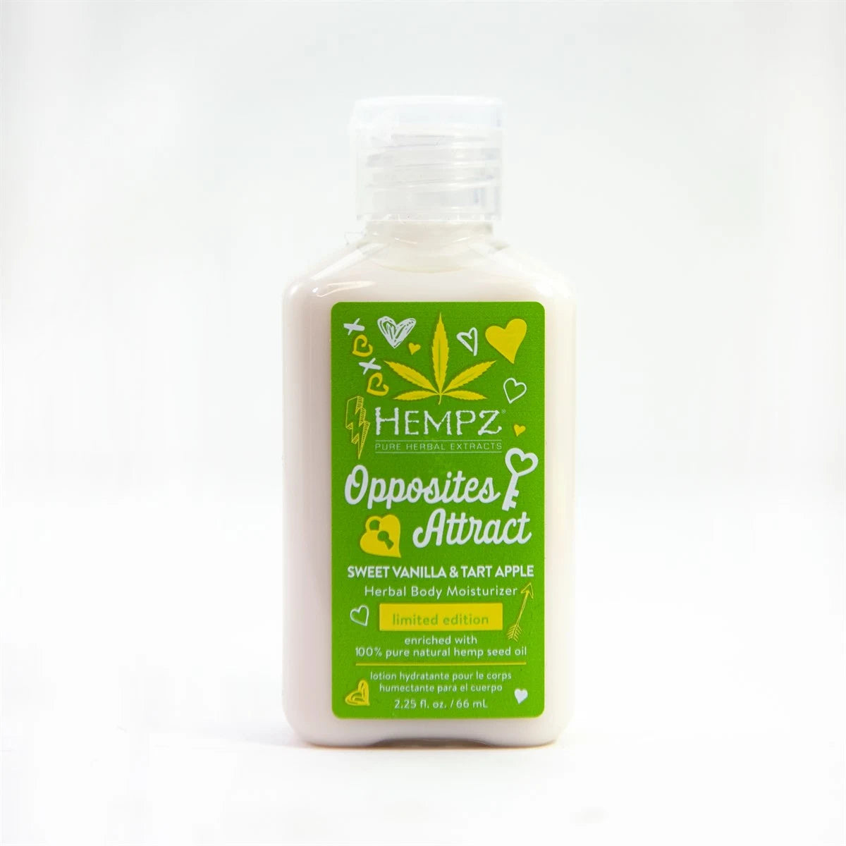 Hempz travel size moisturizer in Sweet Vanilla and Tart Apple, perfect for hydration on-the-go