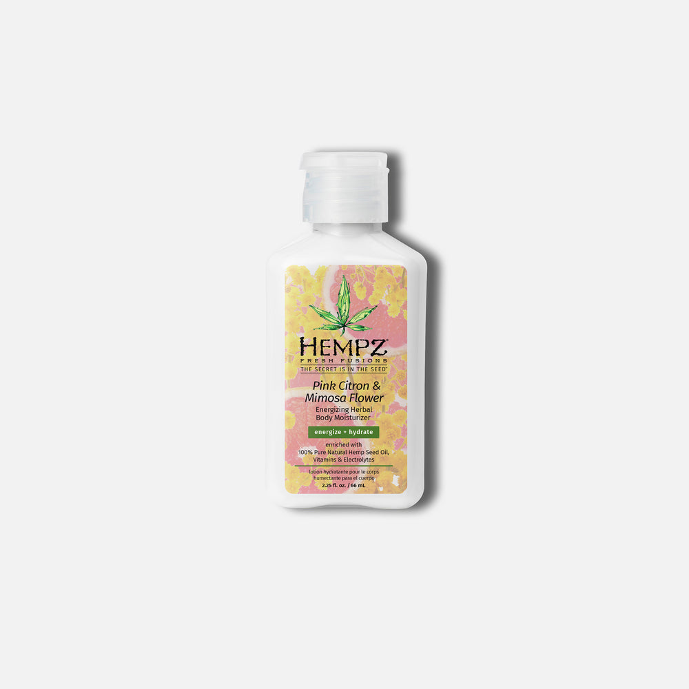 Hempz travel size moisturizer in Pink Citron and Mimosa Flower scent for hydration on the go