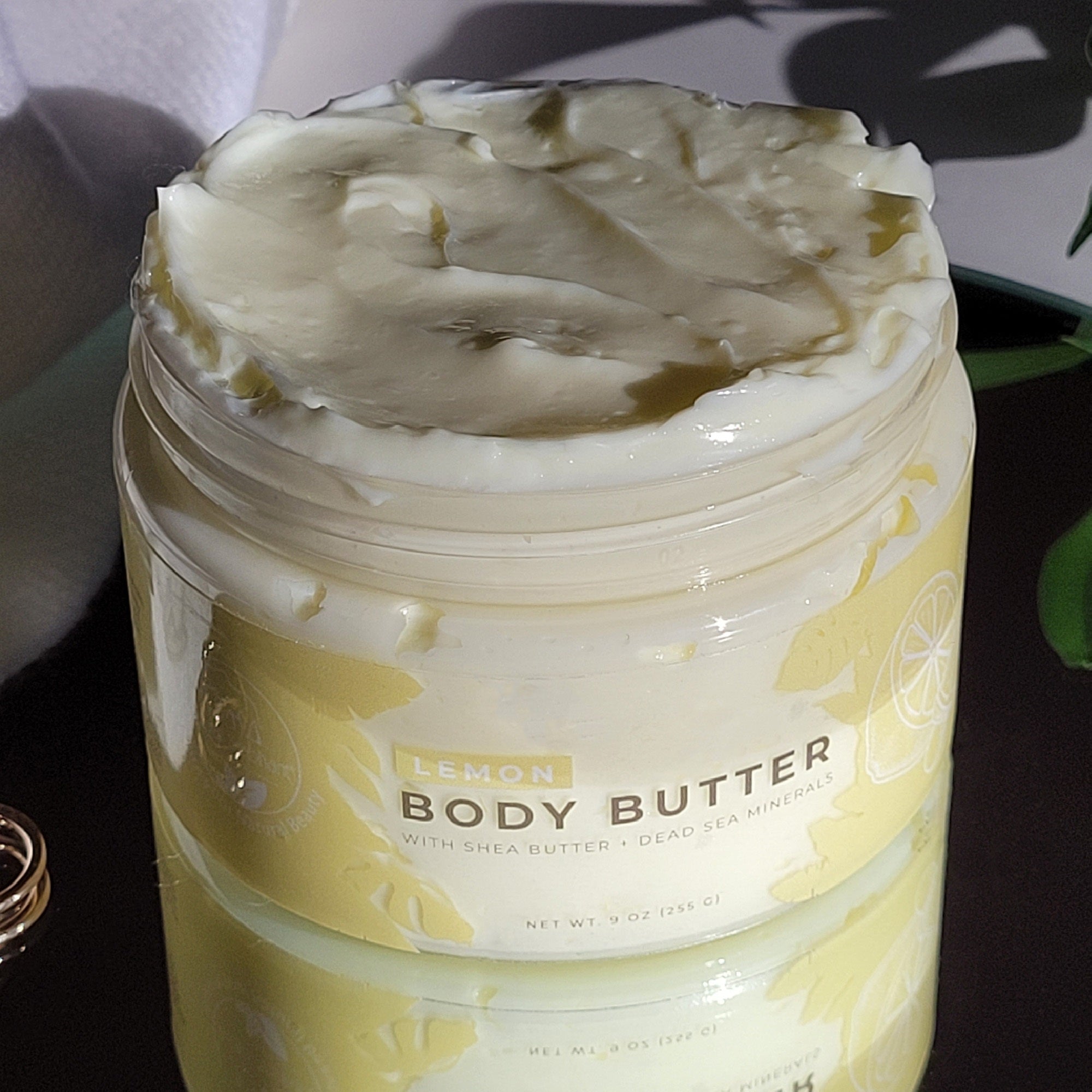 Natural Elephant Lemon Body Butter Jar with Dead Sea Shea Body Butter for Hydrated Skin