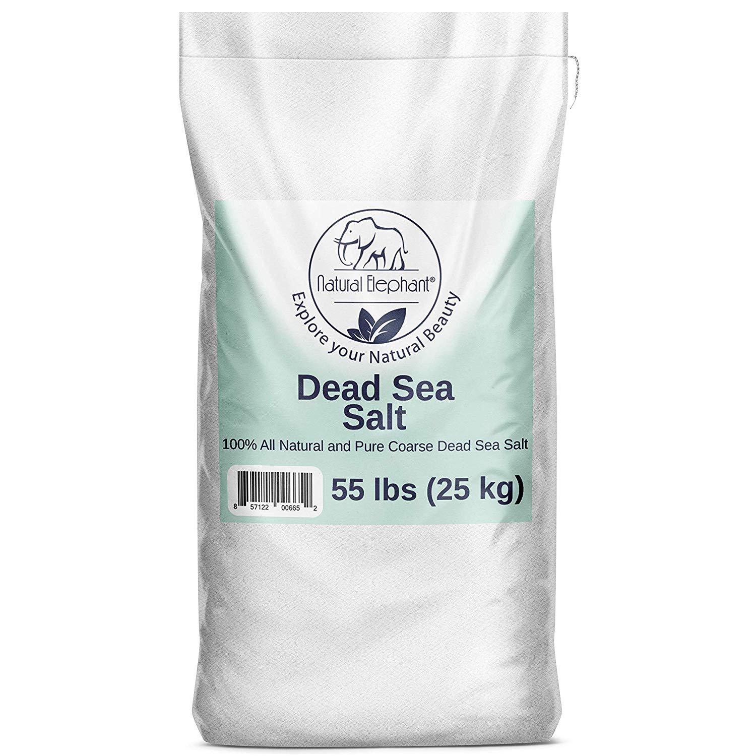 Natural Elephant Coarse Dead Sea Salt for Body in a 55 lbs bag for natural beauty treatments