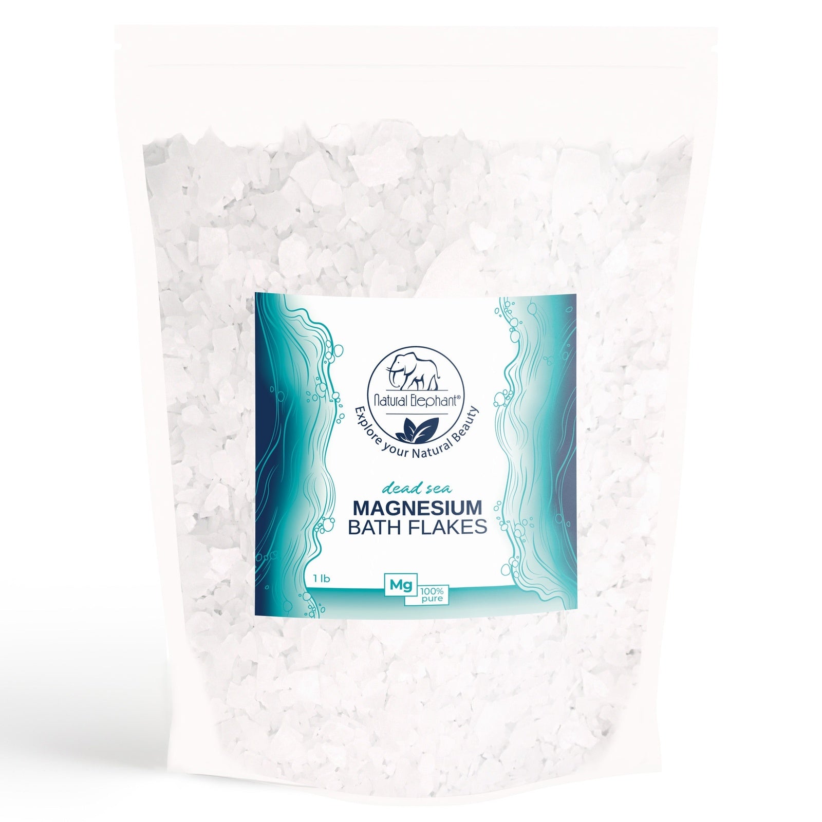 Natural Elephant Dead Sea Salt magnesium bath flakes natural magnesium bath soak in resealable pouch3