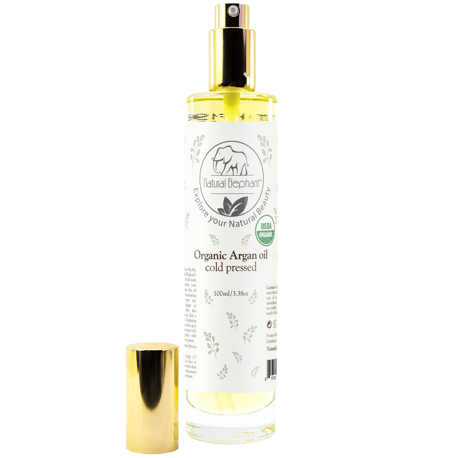 Natural Elephant Organic Argan Oil Cold Pressed 100ml Bottle for Skin and Hair Care