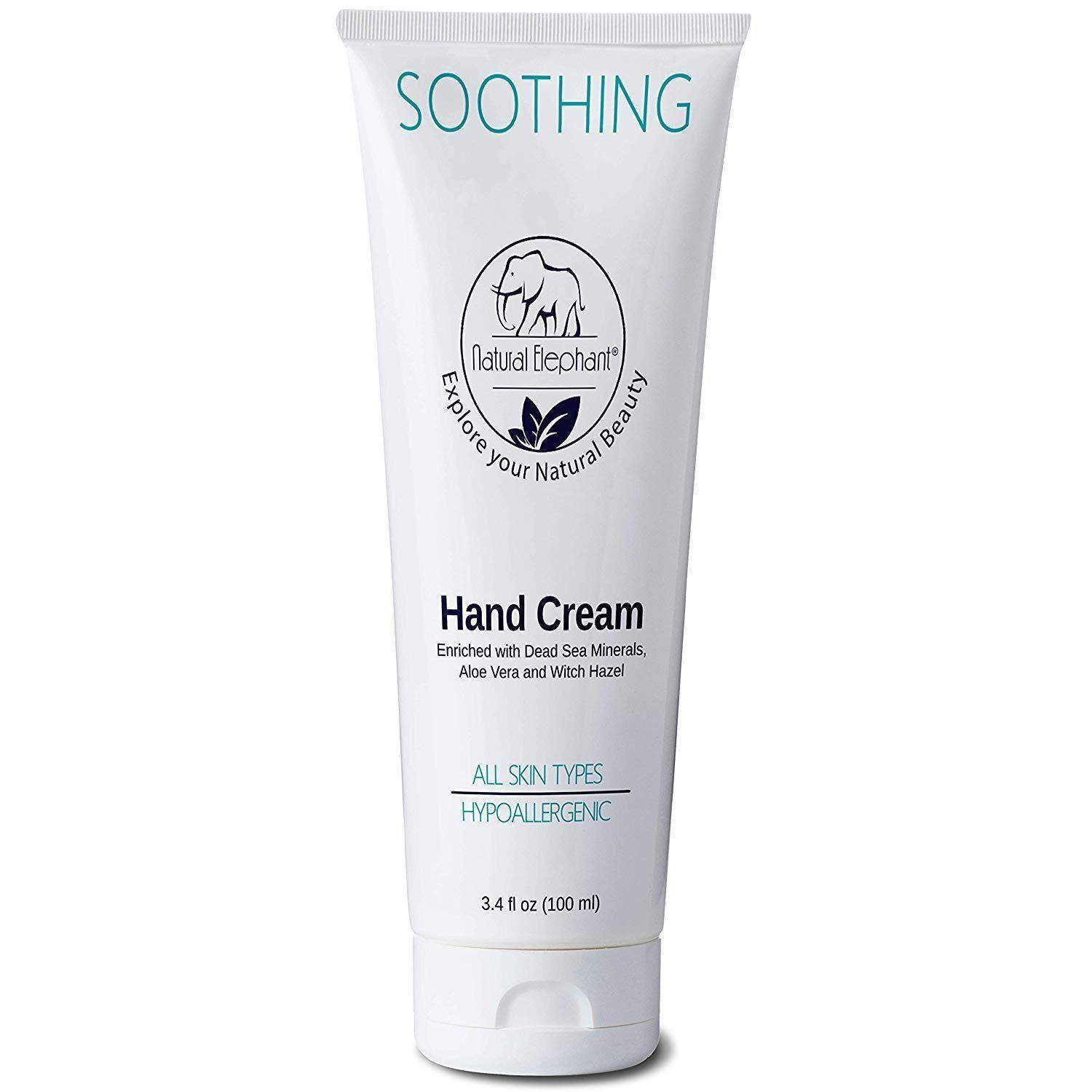 Natural Elephant Soothing Hand Cream enriched with Dead Sea minerals, Aloe Vera, and Witch Hazel
