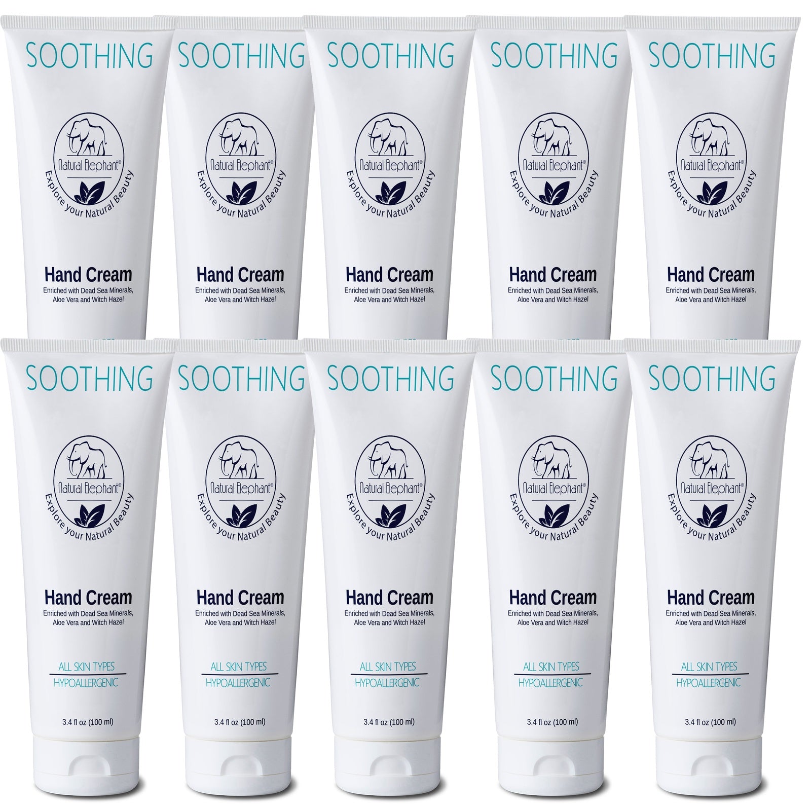 Natural Elephant Dead Sea Natural Soothing Hand Cream in convenient travel-sized tubes for all skin types