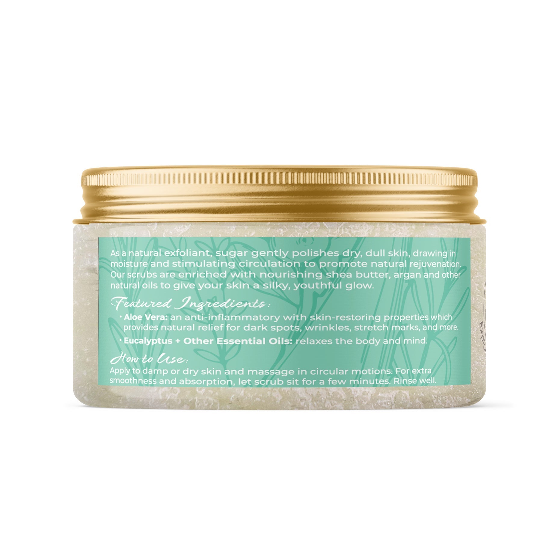 Natural Elephant Natural Sugar Scrub for Smooth Skin in a jar with soothing ingredients listed on the label