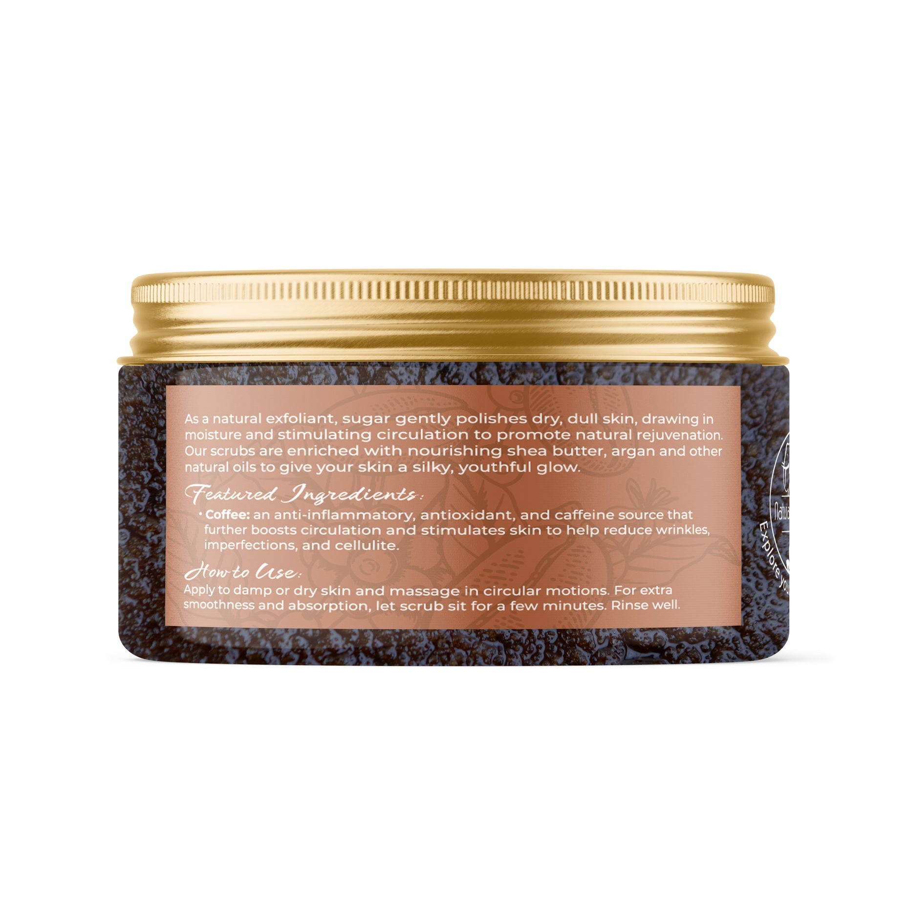 Natural Elephant natural sugar scrub for smooth skin in jar, promoting hydration and youthful glow