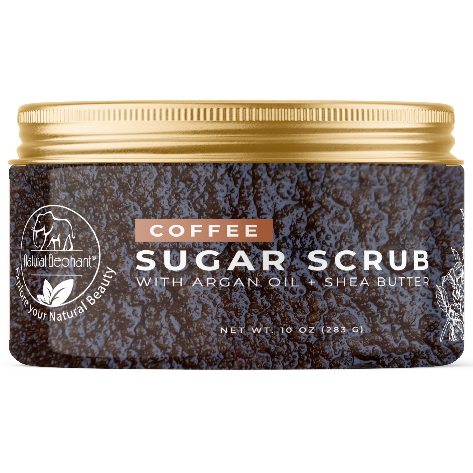 Natural Elephant Coffee Sugar Scrub with Argan Oil and Shea Butter for smooth skin