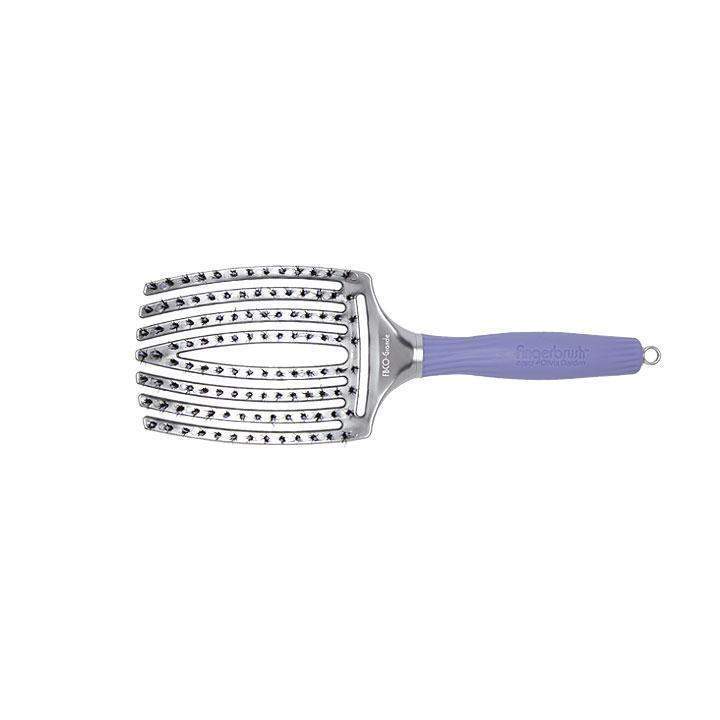 Olivia Garden nylon and boar brush combo with flexible purple handle and vented paddle design