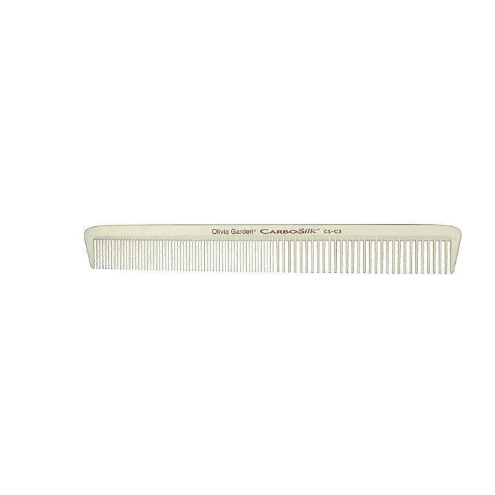 Olivia Garden Carbosilk Comb in white with fine and wide teeth for versatile hair styling