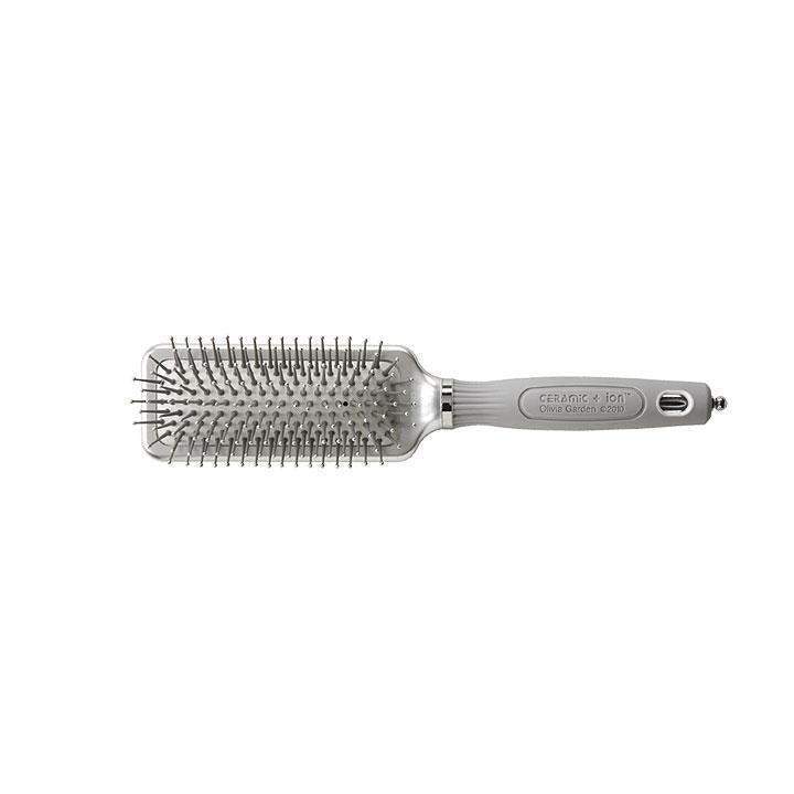 Olivia Garden XL Pro brush rectangular silver ceramic ion paddle hairbrush with metal bristles