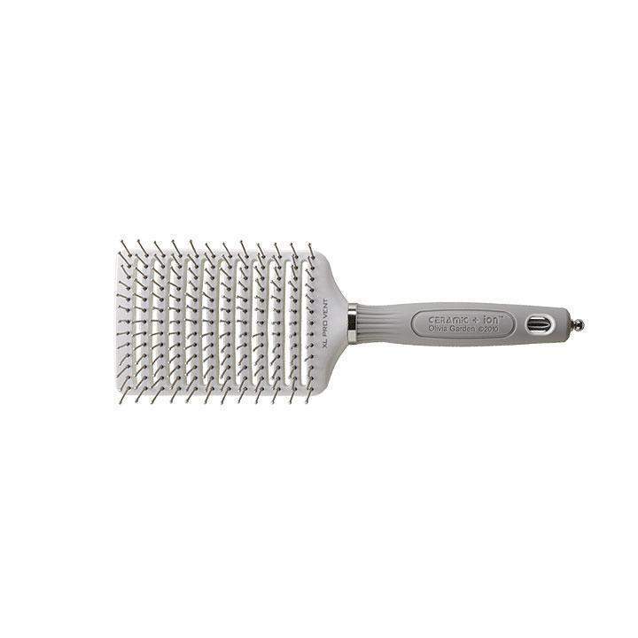 Olivia Garden XL Pro brush with large rectangular vented design and grey ergonomic handle
