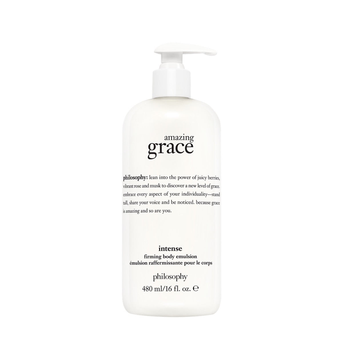 Philosophy Amazing Grace Intense body lotion white bottle with pump 480 ml firming body emulsion
