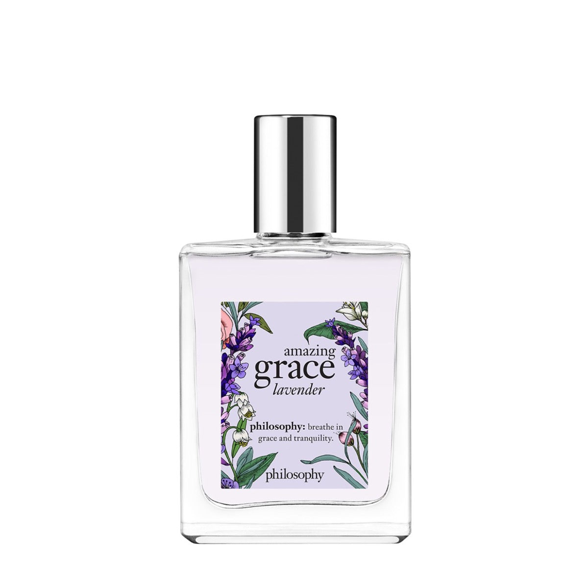 Philosophy Amazing Grace Lavender perfume bottle with floral label and silver cap