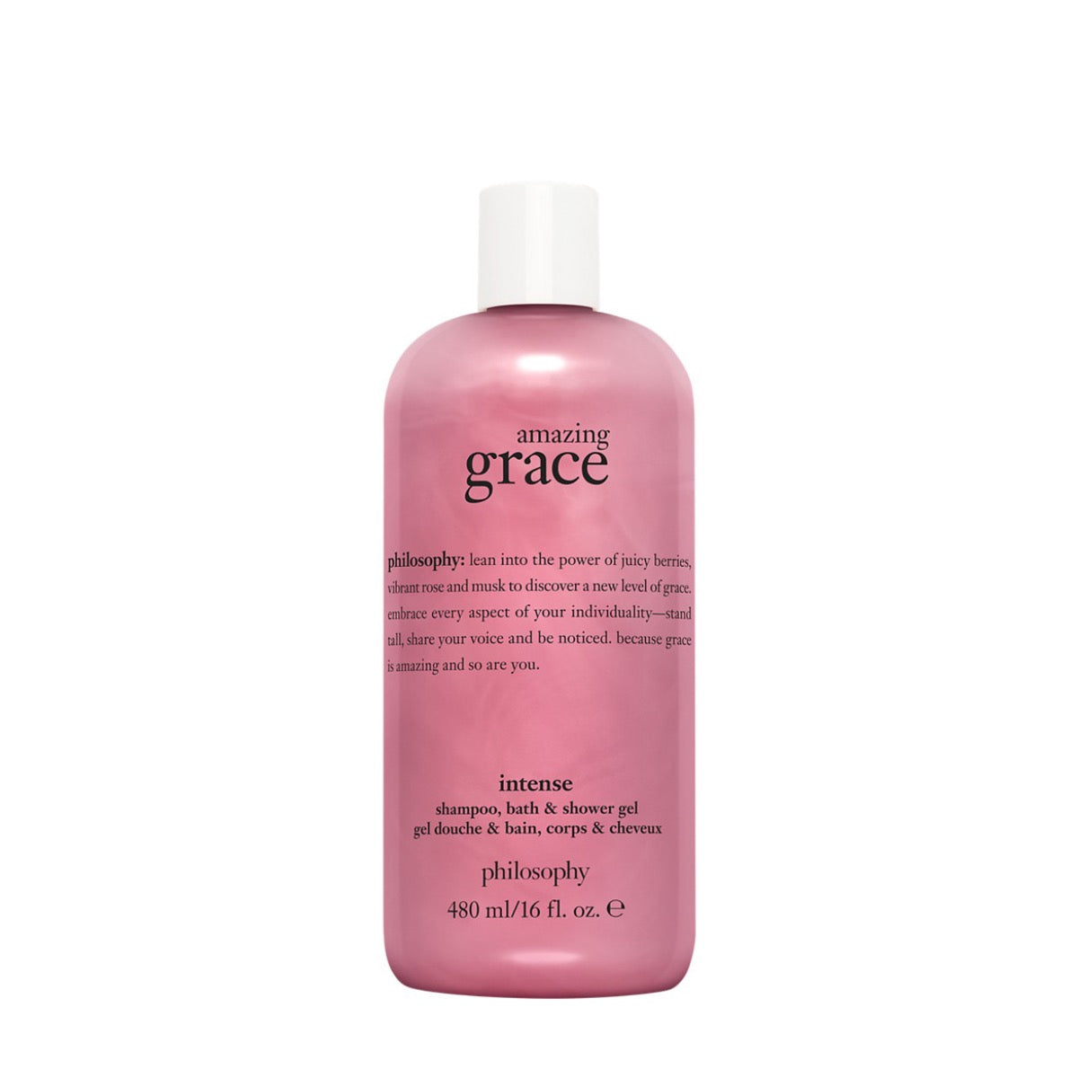 Philosophy Amazing Grace shower gel in a pink 16 fl oz bottle for shampoo bath and body
