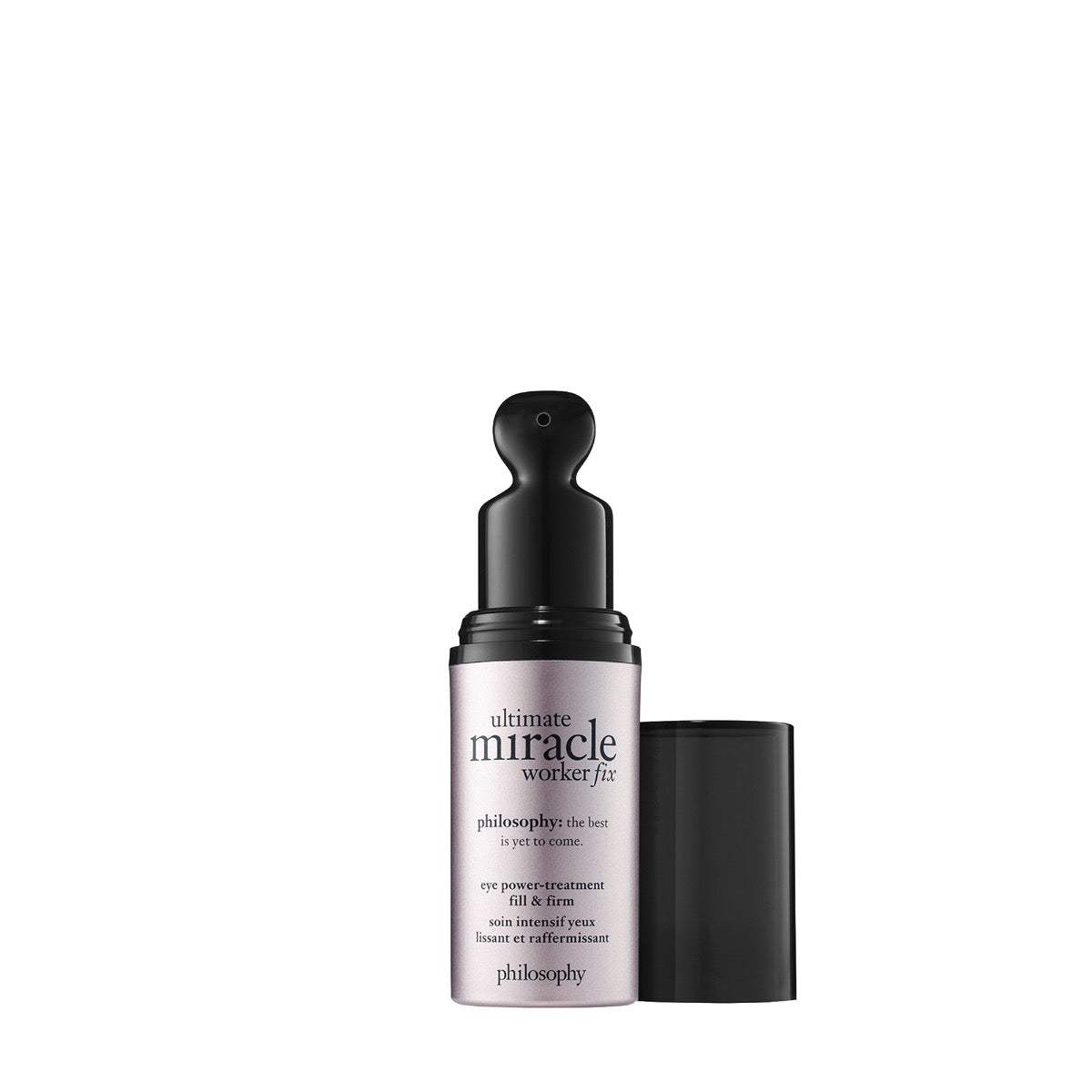 Philosophy Ultimate Miracle Worker Fix eye firming treatment in sleek bottle with black cap