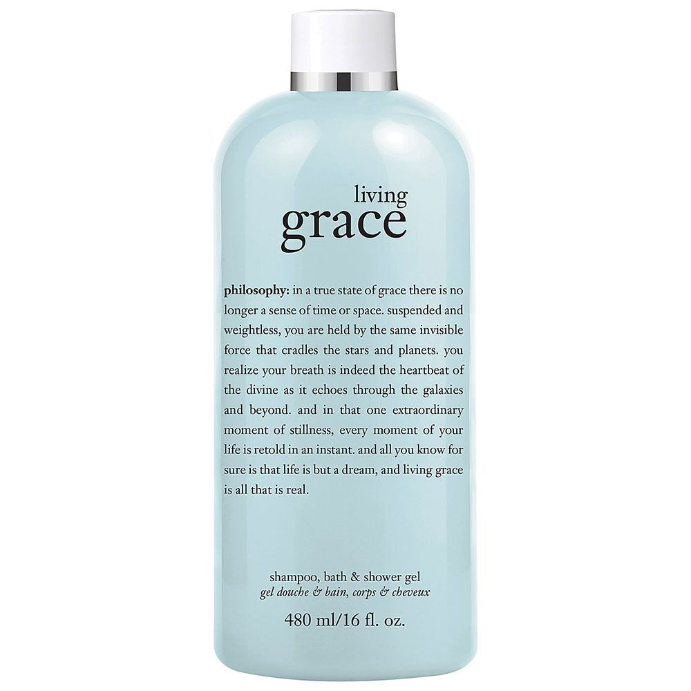 Philosophy Living Grace shower gel bottle 480ml with calming light blue packaging