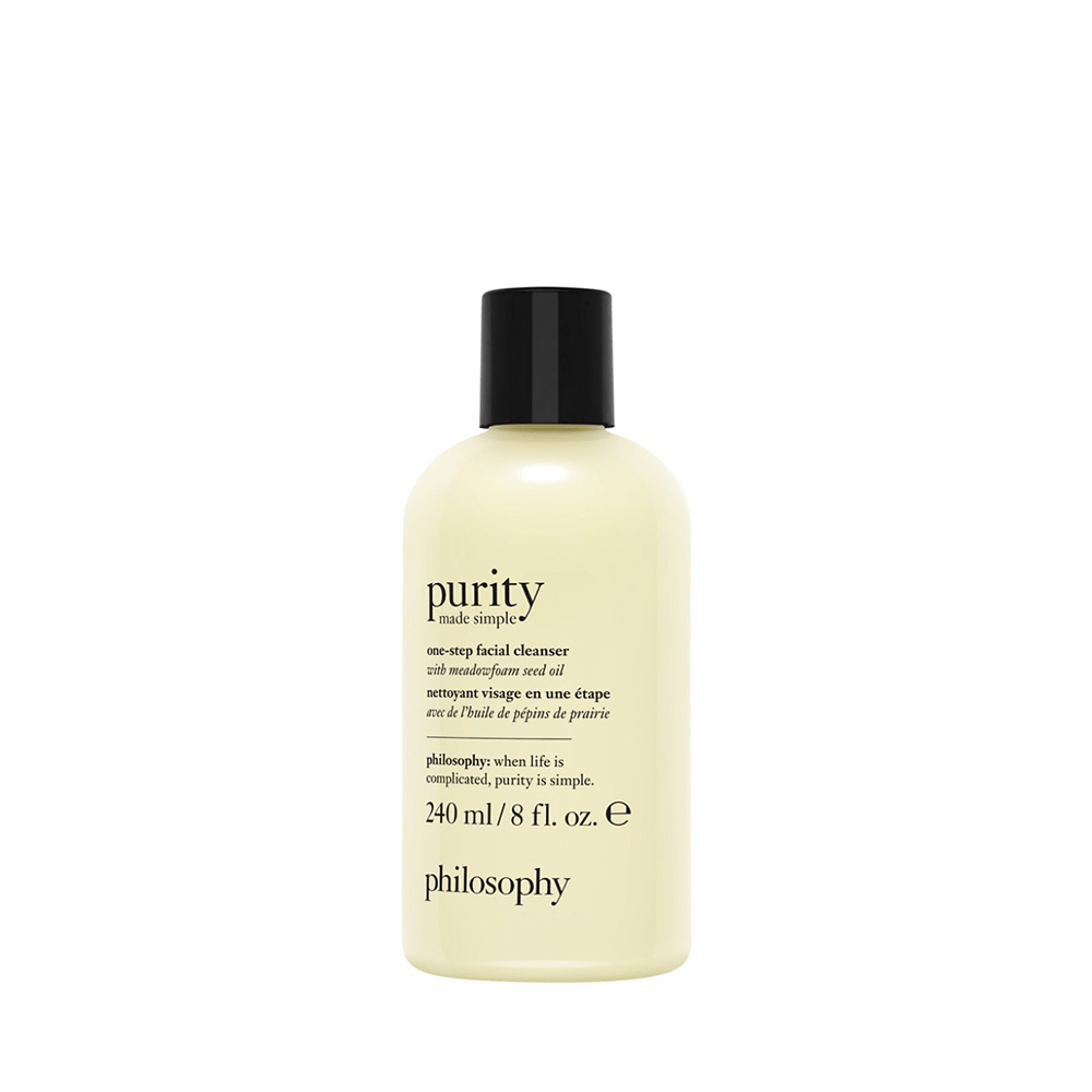 Philosophy purity one-step paraben free face cleanser in 240ml bottle with black cap