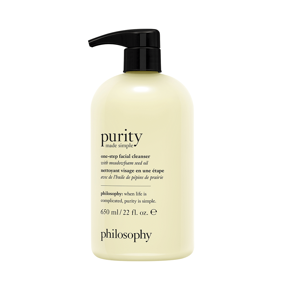 Philosophy purity one-step facial cleanser bottle paraben free face cleanser with meadowfoam seed oil