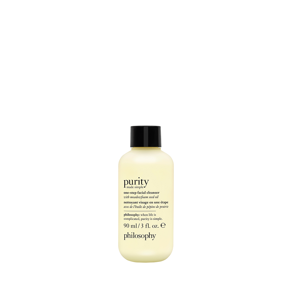 Philosophy Purity Made Simple paraben free face cleanser in 90 ml bottle with black cap