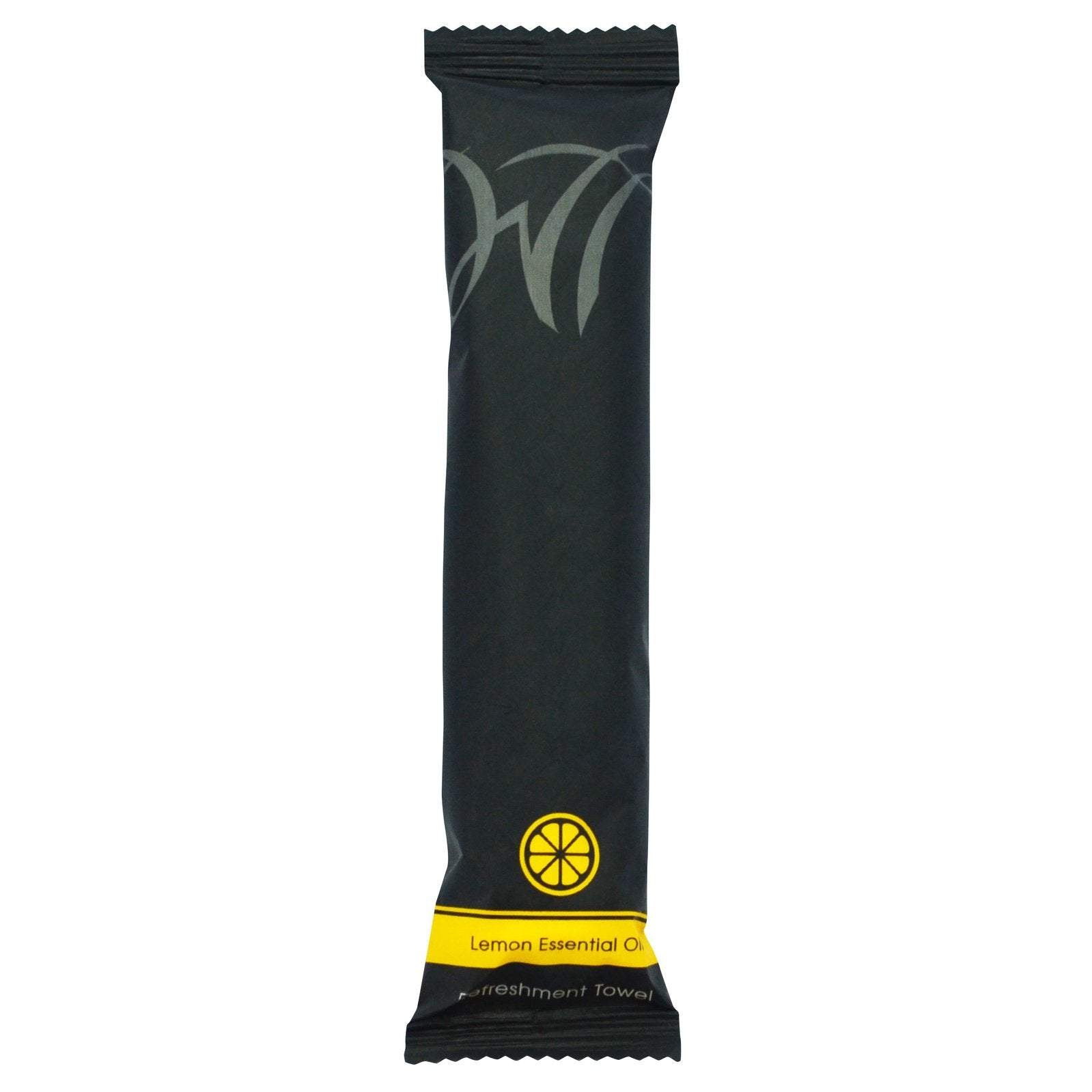 Cotton refreshment towels in a sleek packaging with lemon essential oil scent for a refreshing experience