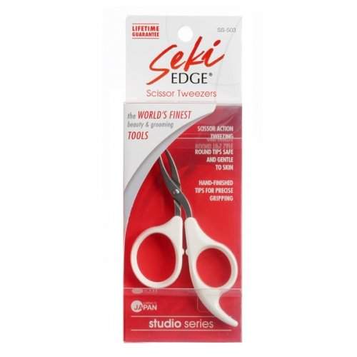 Seki Edge Scissor Tweezers with round tips for precise grooming and beauty applications