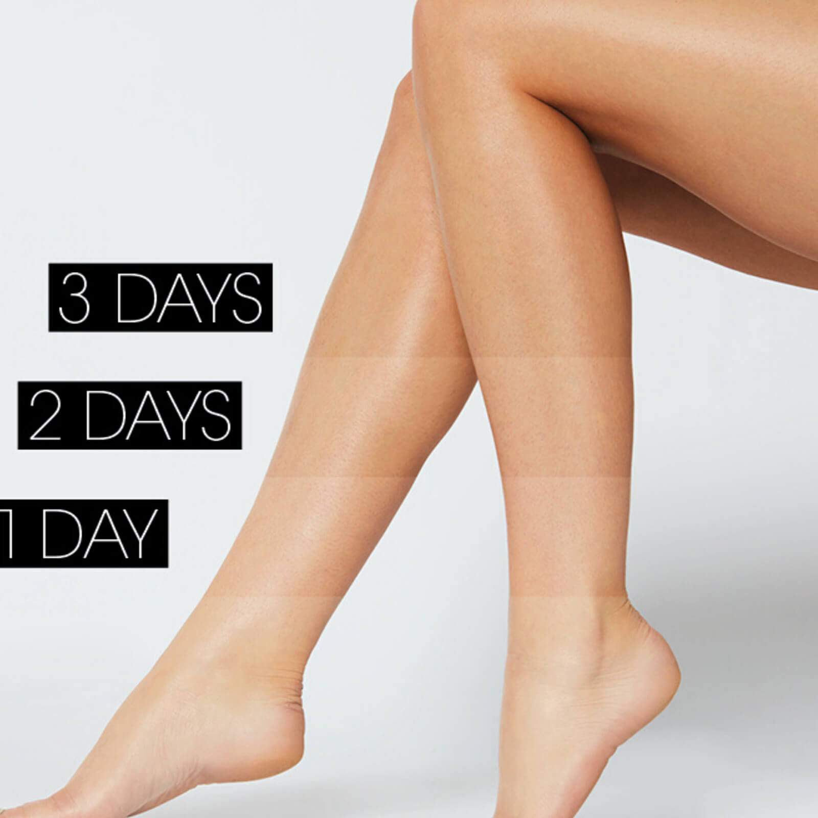 Legs showing gradual tan development over 3 days using St Tropez medium tan shower lotion