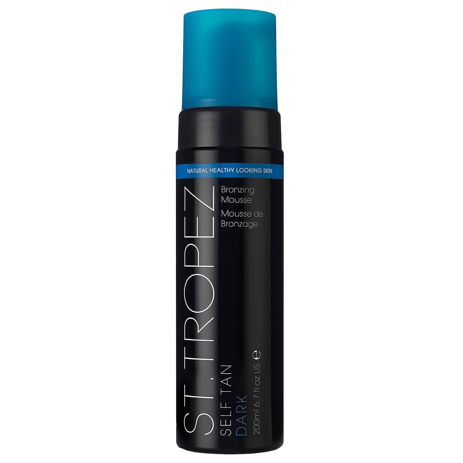 St Tropez self tan mousse in black bottle with blue cap for natural bronzing and healthy skin