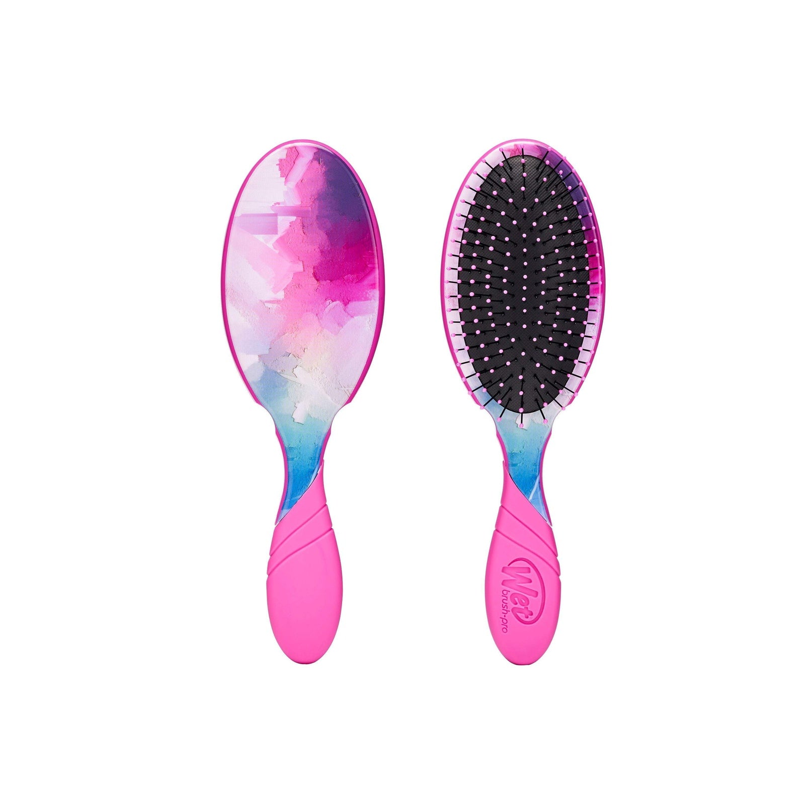 Wet Brush Swift Strokes hair brush with pink and blue watercolor design and soft bristles