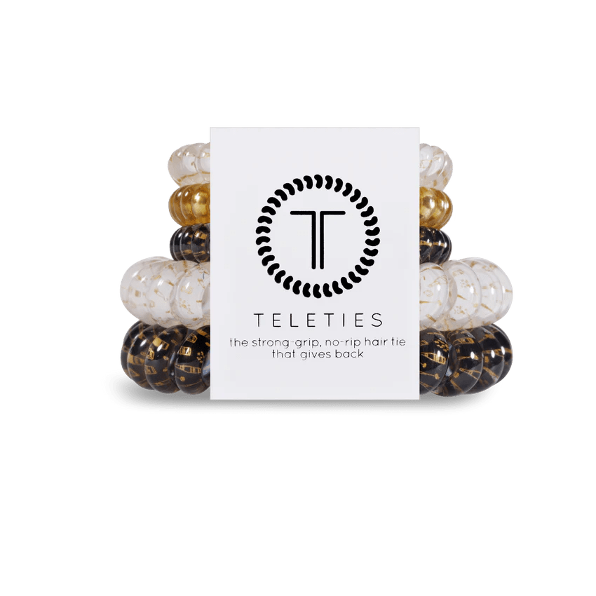 Teleties hair ties multipack featuring strong grip no-rip designs in various colors for secure hairstyles