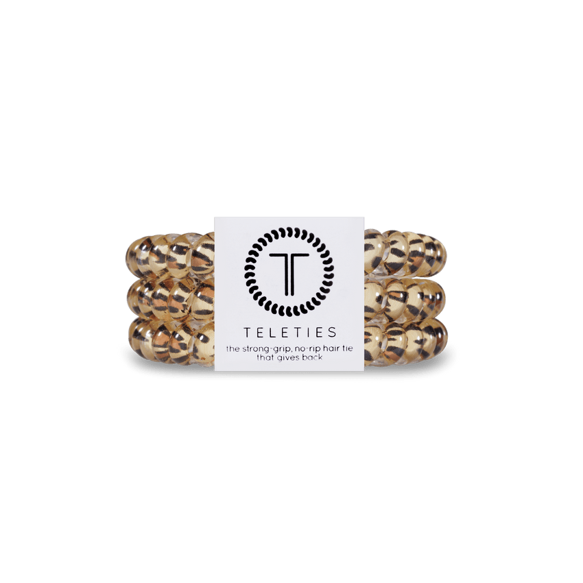 Teleties small hair ties in gold with a strong grip for comfortable hairstyles